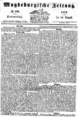 Magdeburgische Zeitung Donnerstag 19. August 1858