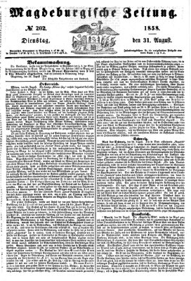 Magdeburgische Zeitung Dienstag 31. August 1858