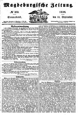 Magdeburgische Zeitung Samstag 11. September 1858