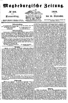 Magdeburgische Zeitung Donnerstag 16. September 1858