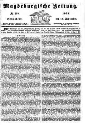 Magdeburgische Zeitung Samstag 18. September 1858