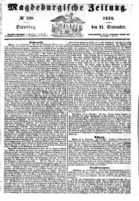 Magdeburgische Zeitung Dienstag 21. September 1858