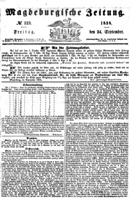 Magdeburgische Zeitung Freitag 24. September 1858