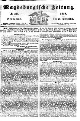 Magdeburgische Zeitung Samstag 25. September 1858