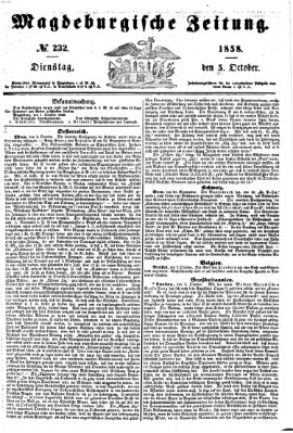 Magdeburgische Zeitung Dienstag 5. Oktober 1858