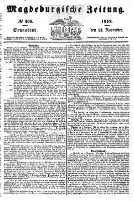 Magdeburgische Zeitung Samstag 13. November 1858