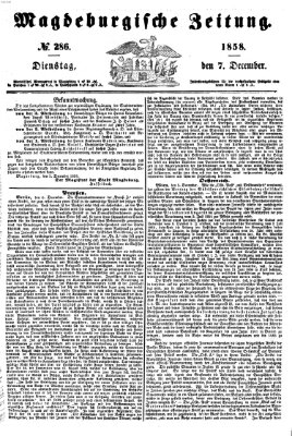 Magdeburgische Zeitung Dienstag 7. Dezember 1858