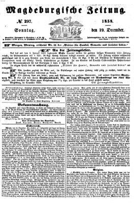 Magdeburgische Zeitung Sonntag 19. Dezember 1858