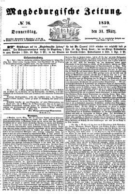 Magdeburgische Zeitung Donnerstag 31. März 1859