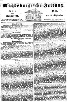 Magdeburgische Zeitung Samstag 10. September 1859