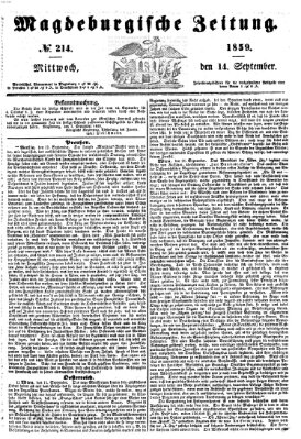 Magdeburgische Zeitung Mittwoch 14. September 1859