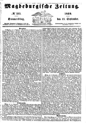 Magdeburgische Zeitung Donnerstag 15. September 1859