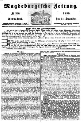 Magdeburgische Zeitung Samstag 31. Dezember 1859