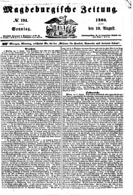 Magdeburgische Zeitung Sonntag 19. August 1860