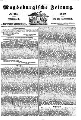 Magdeburgische Zeitung Mittwoch 12. September 1860