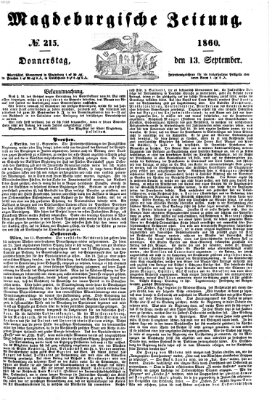 Magdeburgische Zeitung Donnerstag 13. September 1860