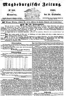 Magdeburgische Zeitung Sonntag 30. September 1860