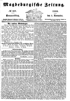 Magdeburgische Zeitung Donnerstag 1. November 1860