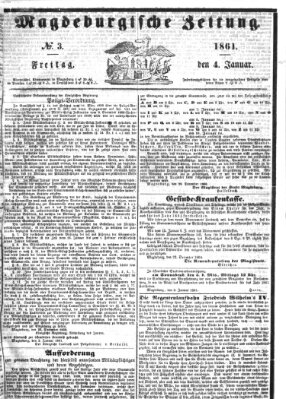 Magdeburgische Zeitung Freitag 4. Januar 1861