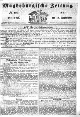 Magdeburgische Zeitung Mittwoch 18. September 1861