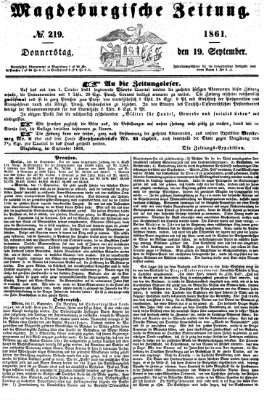 Magdeburgische Zeitung Donnerstag 19. September 1861