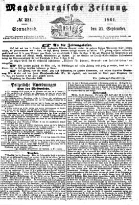 Magdeburgische Zeitung Samstag 21. September 1861