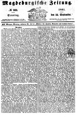 Magdeburgische Zeitung Sonntag 22. September 1861