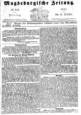 Magdeburgische Zeitung Freitag 18. Oktober 1861