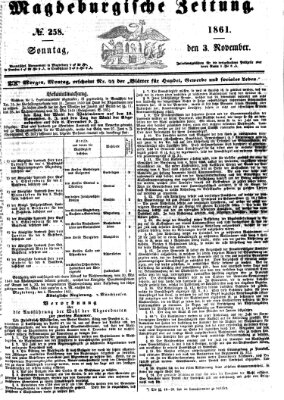 Magdeburgische Zeitung Sonntag 3. November 1861