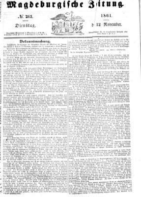 Magdeburgische Zeitung Dienstag 12. November 1861