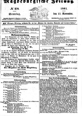 Magdeburgische Zeitung Sonntag 17. November 1861