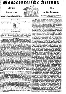 Magdeburgische Zeitung Samstag 30. November 1861