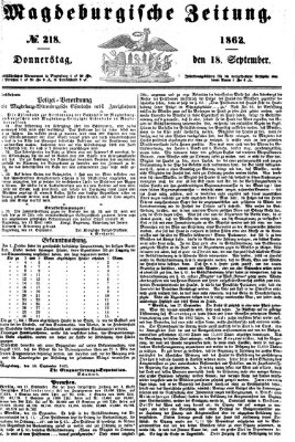 Magdeburgische Zeitung Donnerstag 18. September 1862