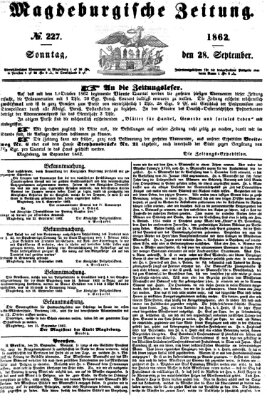 Magdeburgische Zeitung Sonntag 28. September 1862