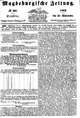 Magdeburgische Zeitung Dienstag 30. September 1862