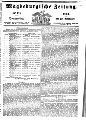 Magdeburgische Zeitung Donnerstag 20. November 1862