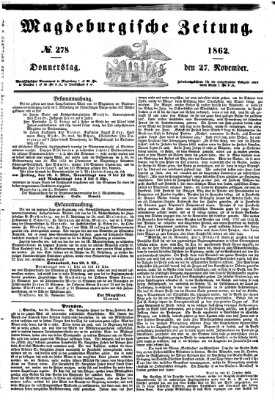 Magdeburgische Zeitung Donnerstag 27. November 1862