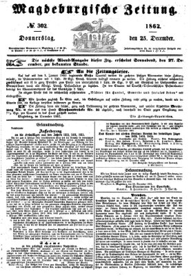 Magdeburgische Zeitung Donnerstag 25. Dezember 1862