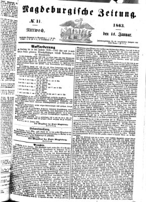 Magdeburgische Zeitung Mittwoch 14. Januar 1863