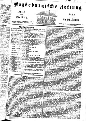 Magdeburgische Zeitung Freitag 16. Januar 1863