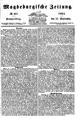 Magdeburgische Zeitung Donnerstag 17. September 1863