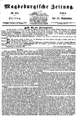 Magdeburgische Zeitung Freitag 18. September 1863