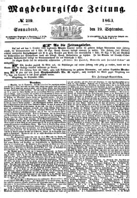 Magdeburgische Zeitung Samstag 19. September 1863