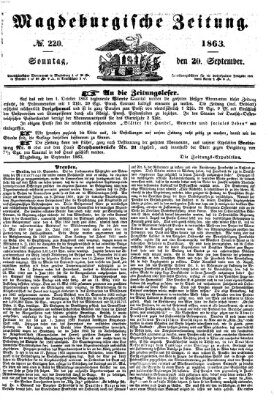 Magdeburgische Zeitung Sonntag 20. September 1863