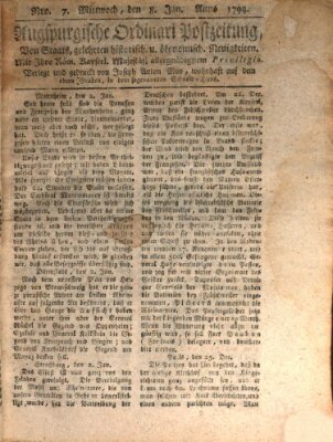 Augsburgische Ordinari Postzeitung von Staats-, gelehrten, historisch- u. ökonomischen Neuigkeiten (Augsburger Postzeitung) Mittwoch 8. Januar 1794