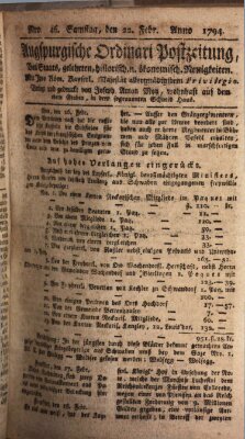 Augsburgische Ordinari Postzeitung von Staats-, gelehrten, historisch- u. ökonomischen Neuigkeiten (Augsburger Postzeitung) Samstag 22. Februar 1794