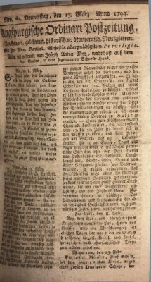 Augsburgische Ordinari Postzeitung von Staats-, gelehrten, historisch- u. ökonomischen Neuigkeiten (Augsburger Postzeitung) Donnerstag 13. März 1794