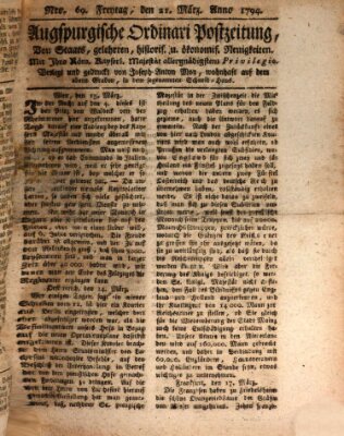 Augsburgische Ordinari Postzeitung von Staats-, gelehrten, historisch- u. ökonomischen Neuigkeiten (Augsburger Postzeitung) Freitag 21. März 1794