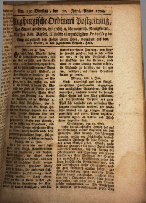 Augsburgische Ordinari Postzeitung von Staats-, gelehrten, historisch- u. ökonomischen Neuigkeiten (Augsburger Postzeitung) Dienstag 10. Juni 1794