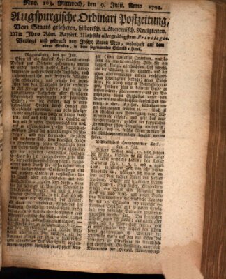 Augsburgische Ordinari Postzeitung von Staats-, gelehrten, historisch- u. ökonomischen Neuigkeiten (Augsburger Postzeitung) Mittwoch 9. Juli 1794